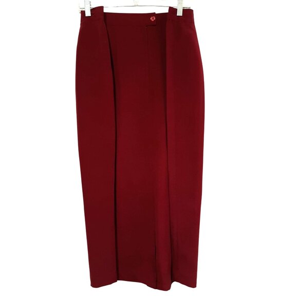 Merlot Red Two-Piece Women 22W Suit Set with Laser Cut Blazer & High-Waisted Ski - Picture 7 of 9